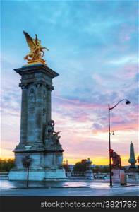 Alexander III bridge in Paris at sunrise