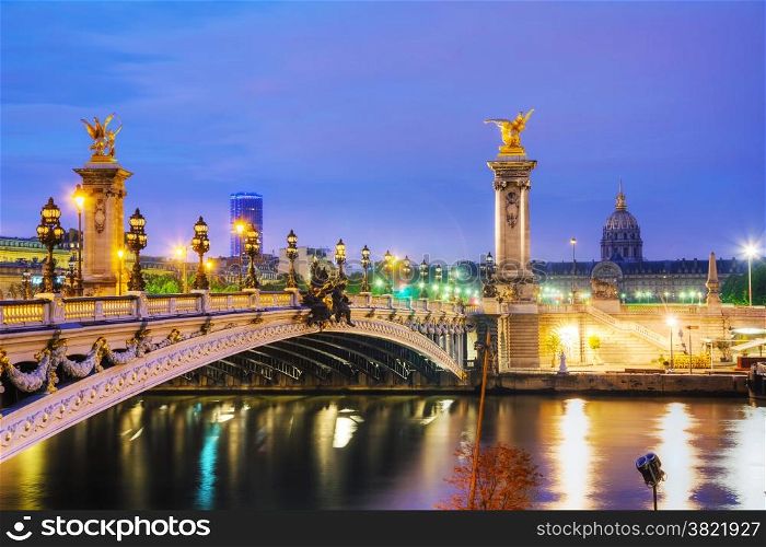 Alexander III bridge in Paris at sunrise