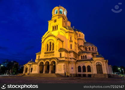 Alexander Nevski Cathedral in Sofia in a beautiful summer night, Bulgaria
