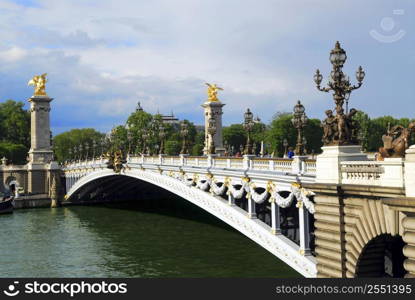 Alexander the third bridge over river Seine in Paris, France.