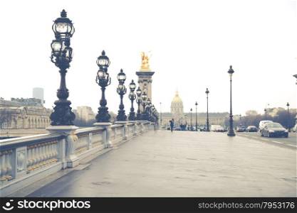 Alexandre III bridge and underneath the river Seine, Paris