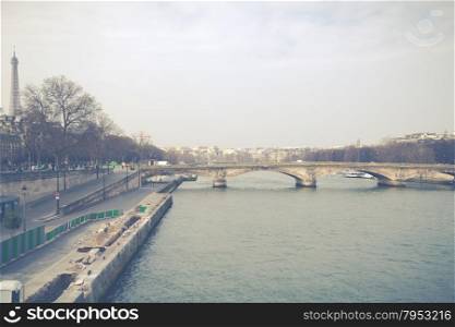 Alexandre III bridge and underneath the river Seine, Paris