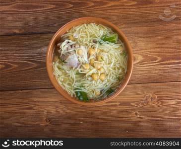 Algerian Rechta Maghreb chick chicken noodle soup