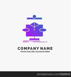 Algorithm, chart, data, diagram, flow Purple Business Logo Template. Place for Tagline.. Vector EPS10 Abstract Template background