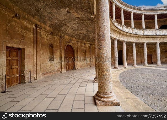 Alhambra Carlos V courtyard in Granada of Spain Andalusia