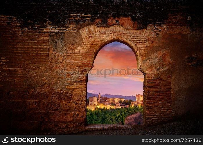 Alhambra sunset arch of Granada photo illustration
