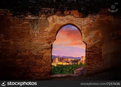 Alhambra sunset arch of Granada photo illustration