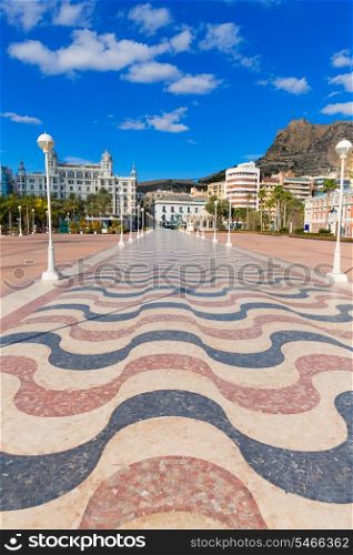 Alicante city and castle from port in Mediterranean Spain Valencian Community