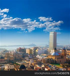 Alicante cityscape skyline in mediterranean sea Valencian Community of spain