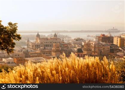 Alicante cityscape skyline in mediterranean sea Valencian Community of spain