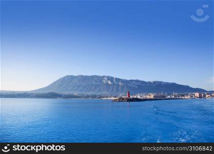 Alicante Denia port marina and Mongo in mediterranean sea of Spain