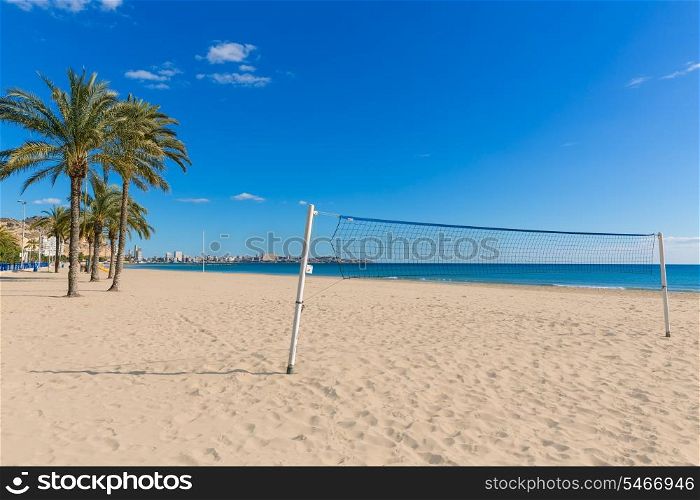 Alicante Postiguet beach at Mediterranean sea in Spain valencian community