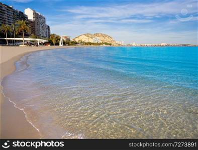 Alicante Postiguet beach in Costa Blanca of Spain