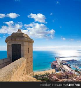 Alicante Postiguet beach view from Santa Barbara Castle of Spain
