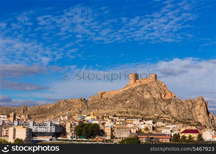 Alicante Sax village castle and skyline in Spain