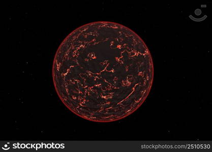 Alien hot planet on black background 3d rendering.