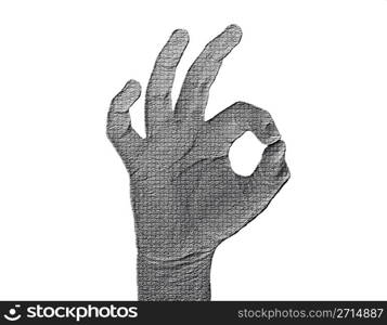 All-Fine Hand on White - Silver / Metalic hand gesture artwork.