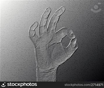 All-Fine Hand - Silver / Metalic hand gesture artwork.