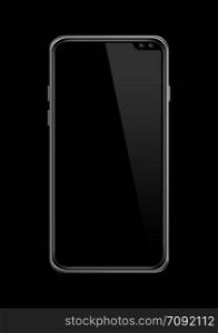 All-screen blank smartphone mockup isolated on black. 3D render