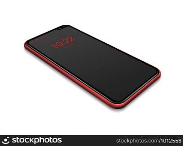 All-screen digital black and red smartphone mockup isolated on white. 3D render. All-screen black and red smartphone mockup isolated on white. 3D render