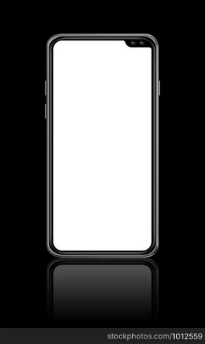 All-screen digital blank smartphone mockup isolated on black. 3D render. All-screen blank smartphone mockup isolated on black. 3D render