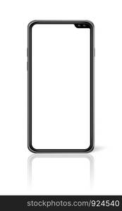 All-screen digital blank smartphone mockup isolated on white. 3D render. All-screen blank smartphone mockup isolated on white. 3D render