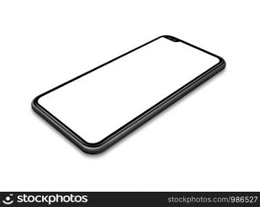 All-screen digital blank smartphone mockup isolated on white. 3D render. All-screen blank smartphone mockup isolated on white. 3D render