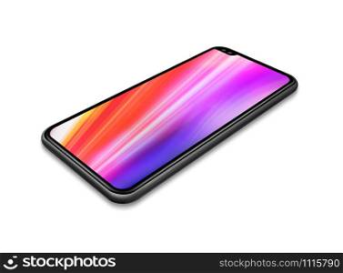 All-screen digital colorful blank smartphone mockup isolated on white. 3D render. All-screen colorful smartphone mockup isolated on white. 3D render