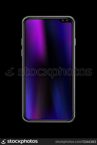 All screen digital realistic blank smartphone mockup isolated on black. 3D render. All screen smartphone mockup isolated on black. 3D render