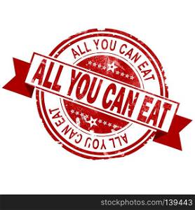 All you can eat red vintage stamp, 3D rendering