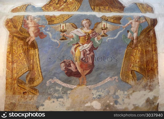 Allegory grace of speech and grace of silence, of Ivan Krstitelj Ranger, fresco in the church of Saint Catherine of Alexandria in Krapina, Croatia