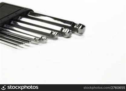 Allen wrench set chrome with white background