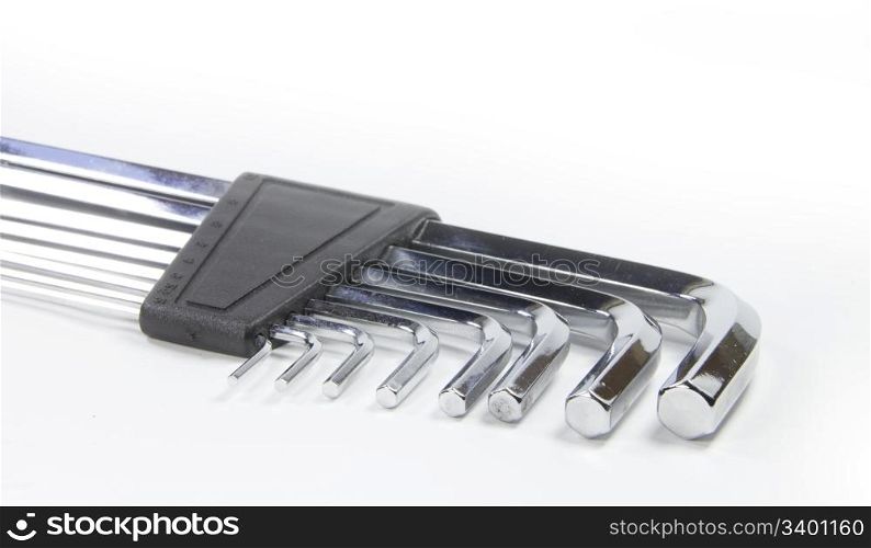 Allen wrench set chrome with white background