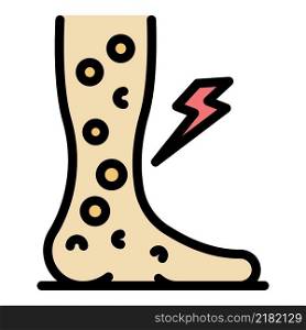 Allergy on leg icon. Outline allergy on leg vector icon color flat isolated. Allergy on leg icon color outline vector