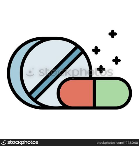 Allergy pills icon. Outline allergy pills vector icon color flat isolated. Allergy pills icon color outline vector
