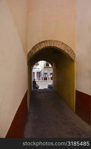 Alley passing through an archway, Alcaiceria De Gomez, Zacatecas State, Mexico