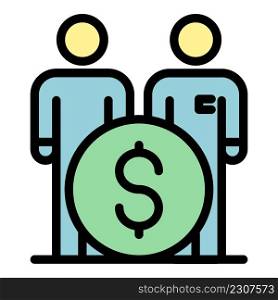 Allowance money people icon. Outline allowance money people vector icon color flat isolated. Allowance money people icon color outline vector