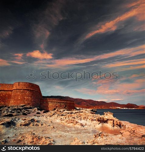 Almeria Cabo de Gata fortress Los Escullos beach of Spain