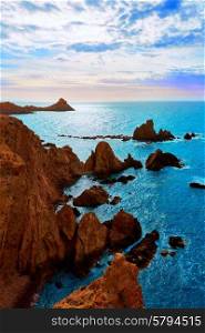 Almeria Cabo de Gata las Sirenas point rocks in Mediterranean sea of Spain