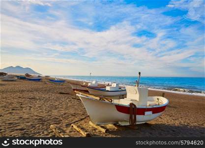 Almeria Cabo de Gata San Miguel beach boats in Spain
