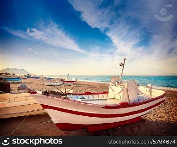 Almeria Cabo de Gata San Miguel beach boats in Spain
