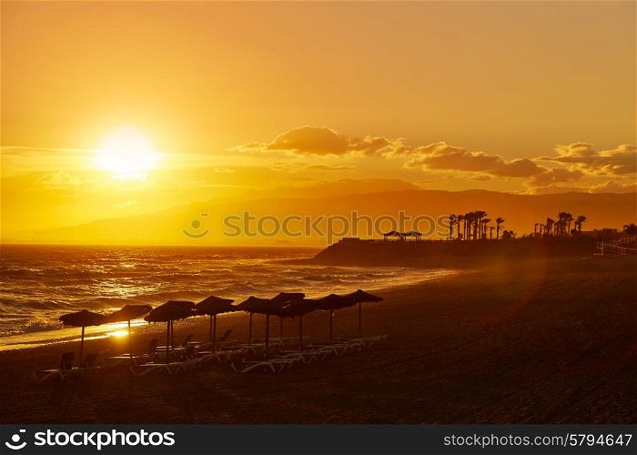 Almeria Cabo de Gata sunset in Retamar beach at Spain