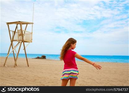 Almeria Mojacar beach girl in Mediterranean sea of Spain