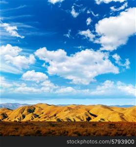 Almeria Tabernas desert mountains in Spain blue sky day