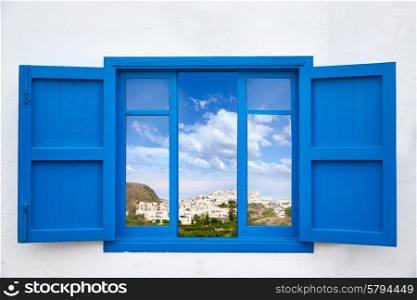 Almeria view from blue window of Mojacar photo mount