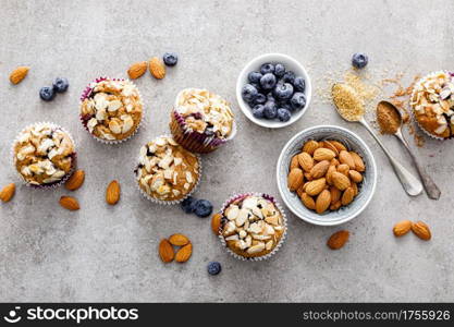 Almond blueberry muffins cupcakes dessert