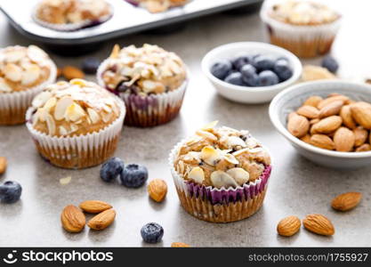 Almond blueberry muffins cupcakes dessert