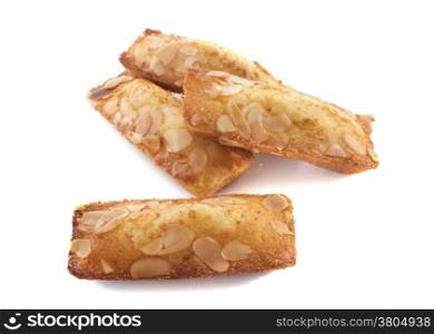 almond cakes in front of white background