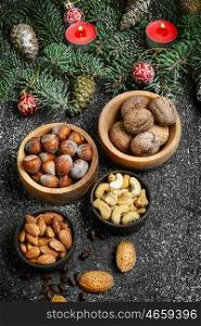 Almond,hazelnut and walnut