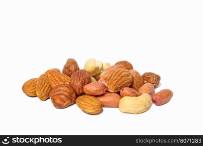 almond nuts isolated on white background close up. Nats